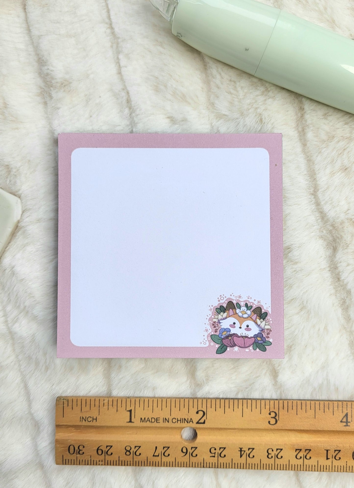 Floral Fox 3x3 mini notepads