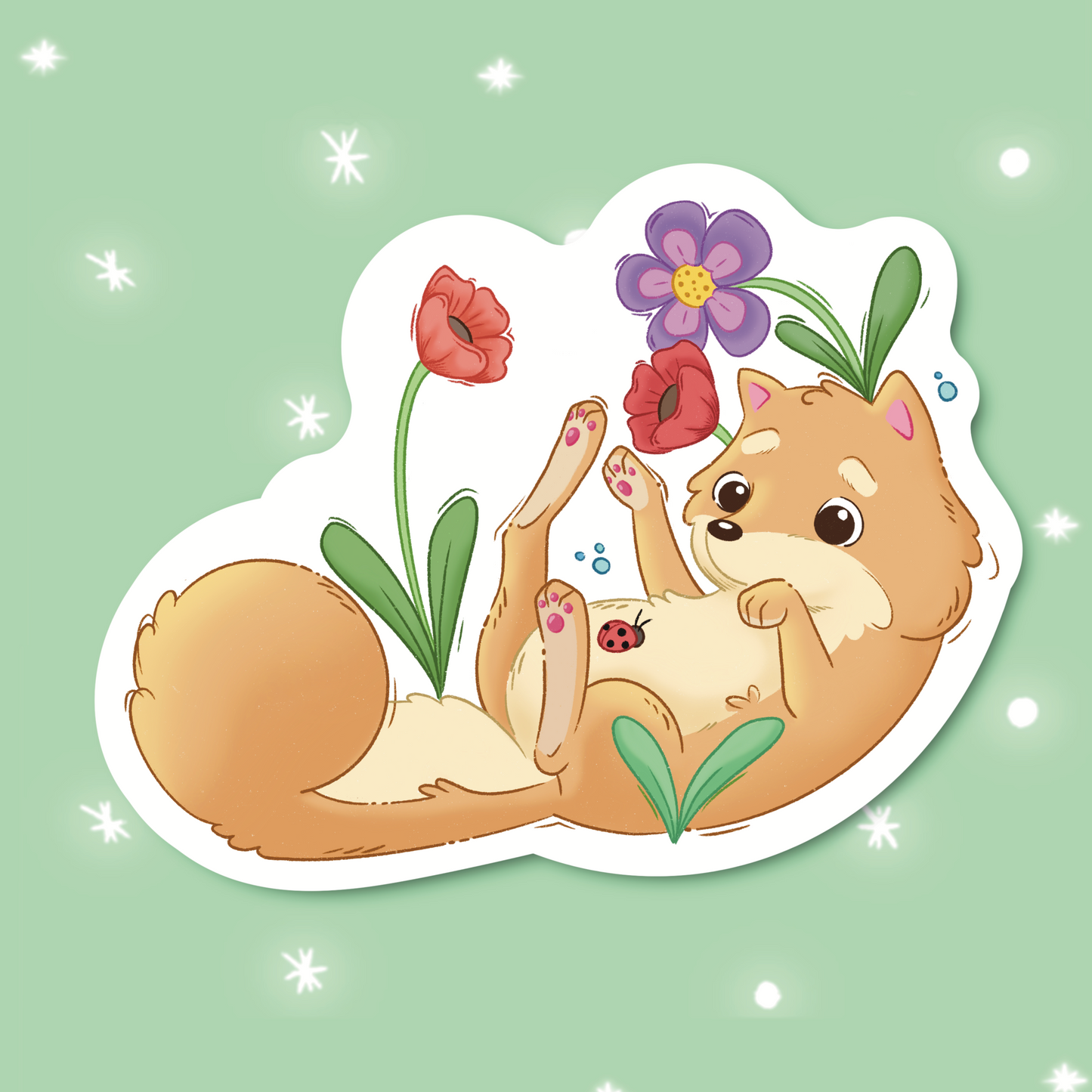 Shiba with a Ladybug