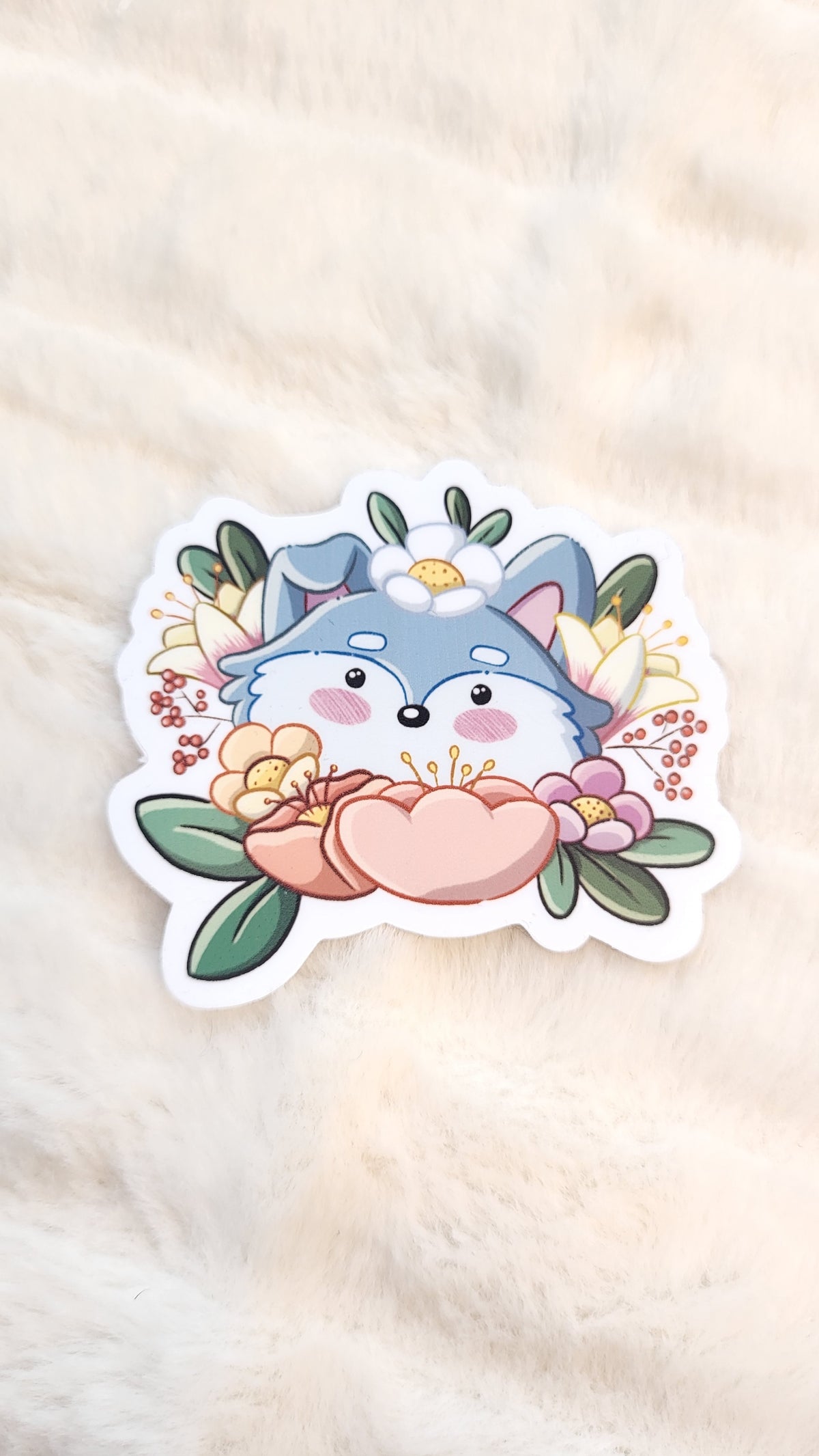 Floral Wolf Sticker