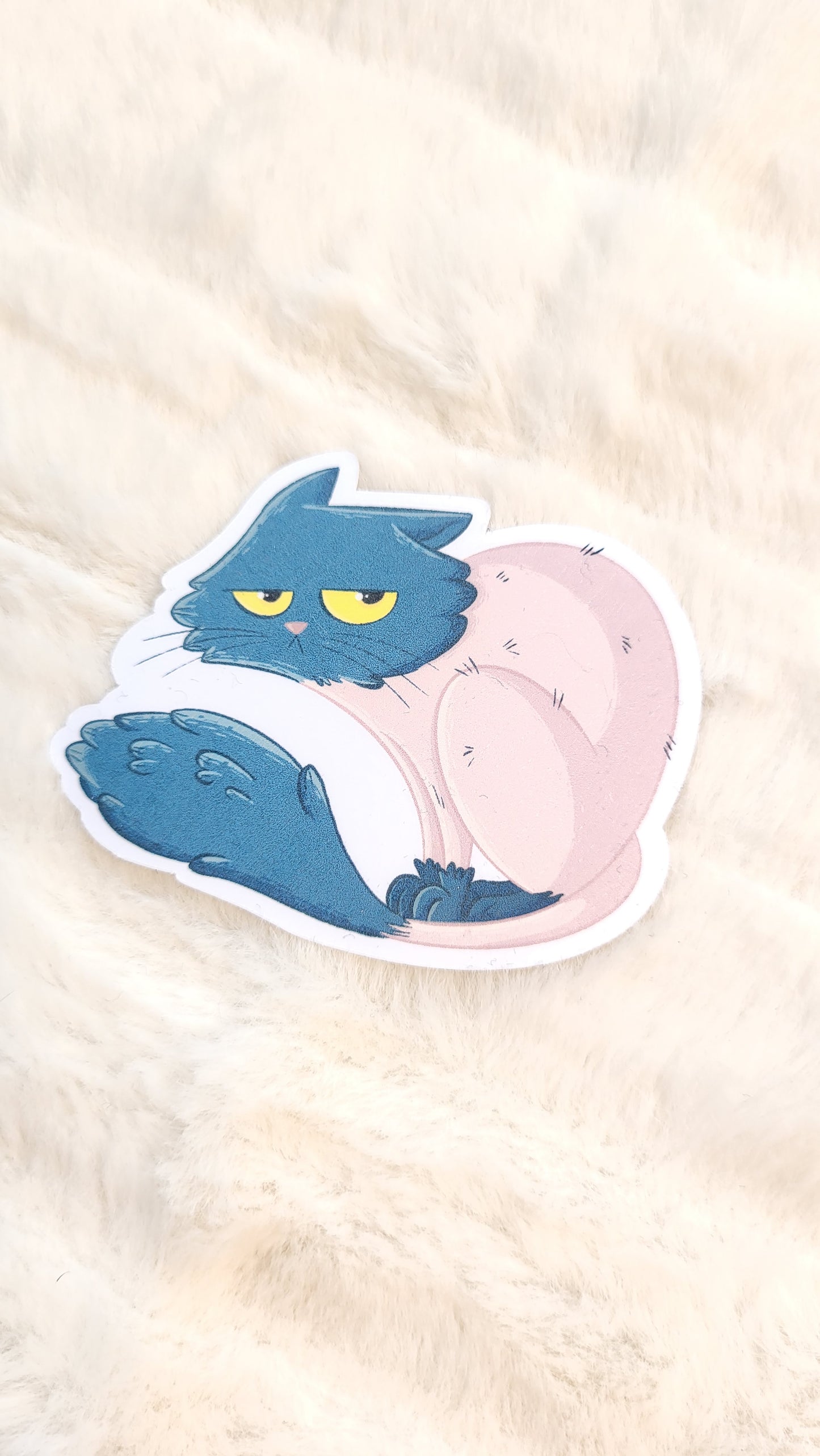 Shaved and unhappy cat sticker