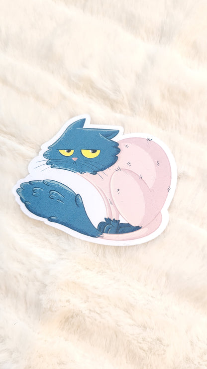 Shaved and unhappy cat sticker