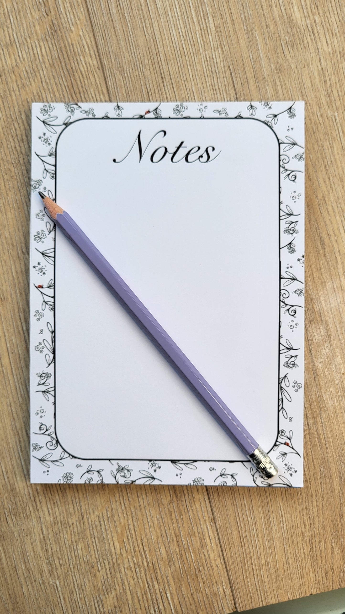 Black/White floral notepad