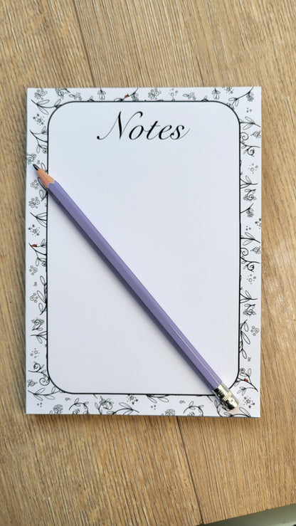 Black/White floral notepad
