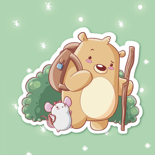 Bear and Mouse hiking