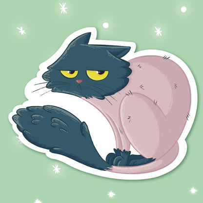 Shaved and unhappy cat sticker