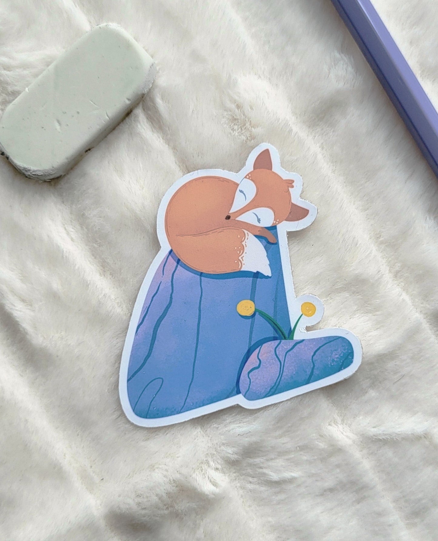 Sleeping Fox on a Rock sticker